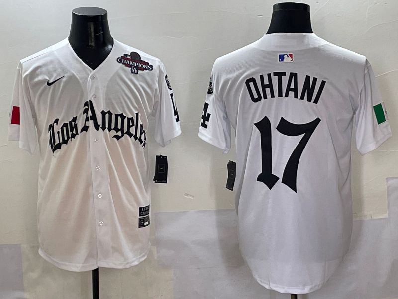 Men Los Angeles Dodgers #17 Ohtani White Five generations Joint Name 2025 Nike MLB Jersey style 7->los angeles dodgers->MLB Jersey